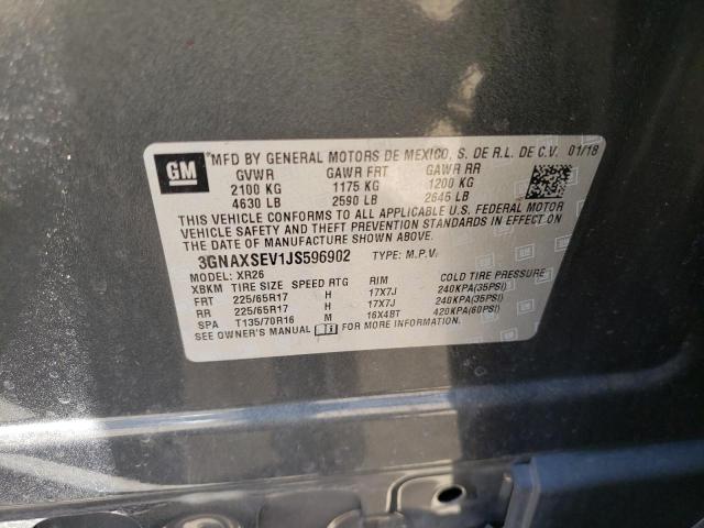Photo 10 from auction – 2018 CHEVROLET EQUINOX LT with VIN 3GNAXSEV1JS596902