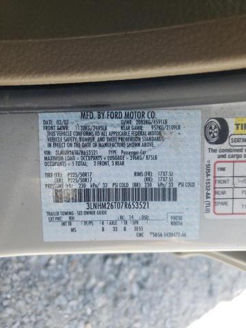 Photo 10 from auction – 2007 LINCOLN MKZ with VIN 3LNHM26T07R653521