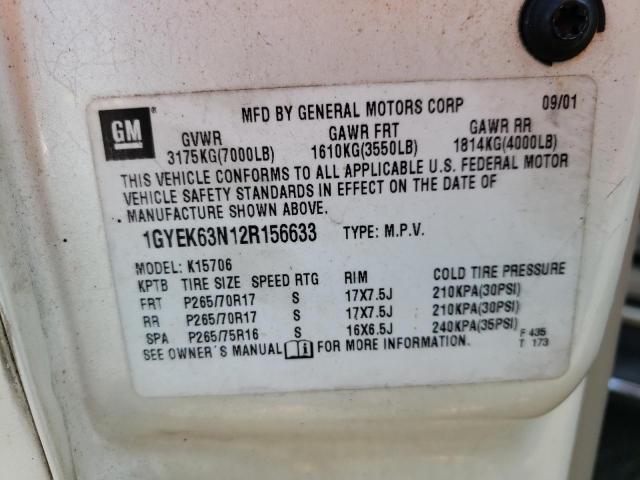 Photo 10 from auction – 2002 CADILLAC ESCALADE L with VIN 1GYEK63N12R156633