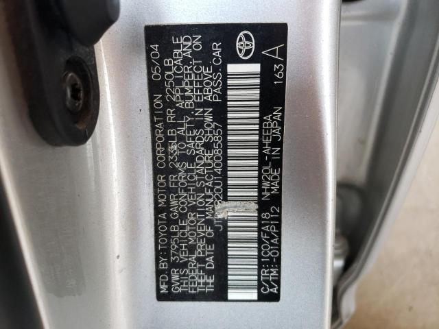 Photo 10 from auction – 2004 TOYOTA PRIUS with VIN JTDKB20U140085857