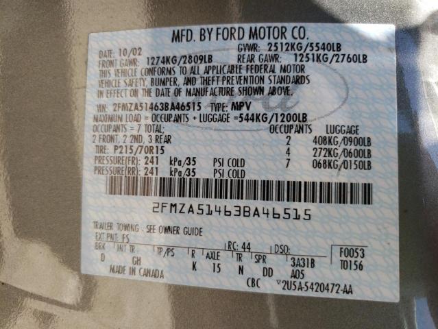 Photo 10 from auction – 2003 FORD WINDSTAR L with VIN 2FMZA51463BA46515