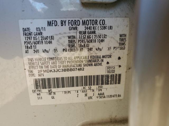 Photo 10 from auction – 2011 FORD EDGE SEL with VIN 2FMDK3JC3BBB07482