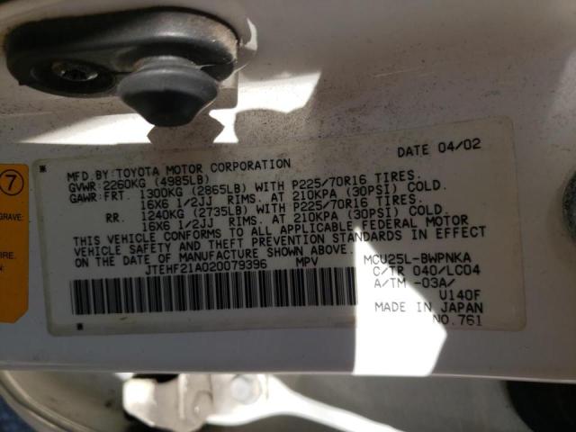 Photo 10 from auction – 2002 TOYOTA HIGHLANDER with VIN JTEHF21A020079396