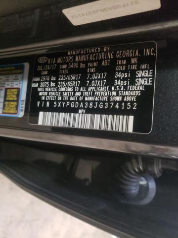 Photo 10 from auction – 2018 KIA SORENTO LX with VIN 5XYPGDA38JG374152
