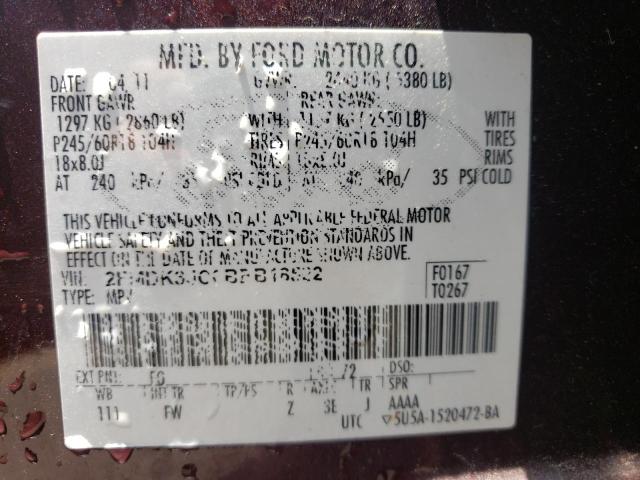 Photo 10 from auction – 2011 FORD EDGE SEL with VIN 2FMDK3JC0BBB18522