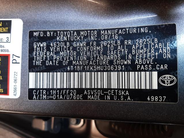 Photo 10 from auction – 2017 TOYOTA CAMRY LE with VIN 4T1BF1FK5HU306391