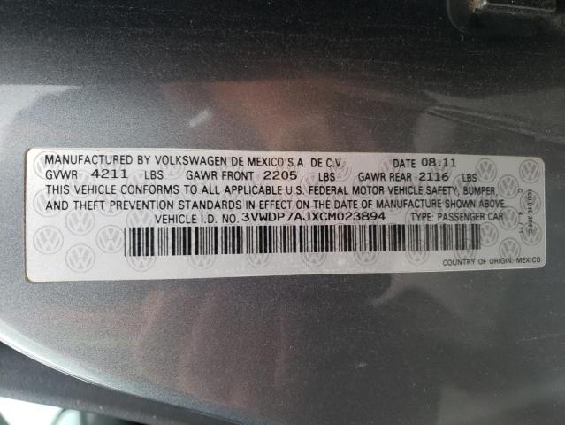 Photo 10 from auction – 2012 VOLKSWAGEN JETTA with VIN 3VWDP7AJXCM023894
