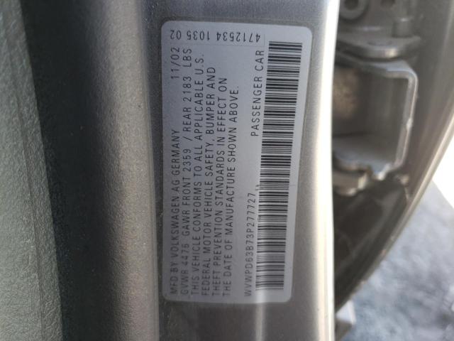 Photo 10 from auction – 2003 VOLKSWAGEN PASSAT GLS with VIN WVWPD63B73P277727
