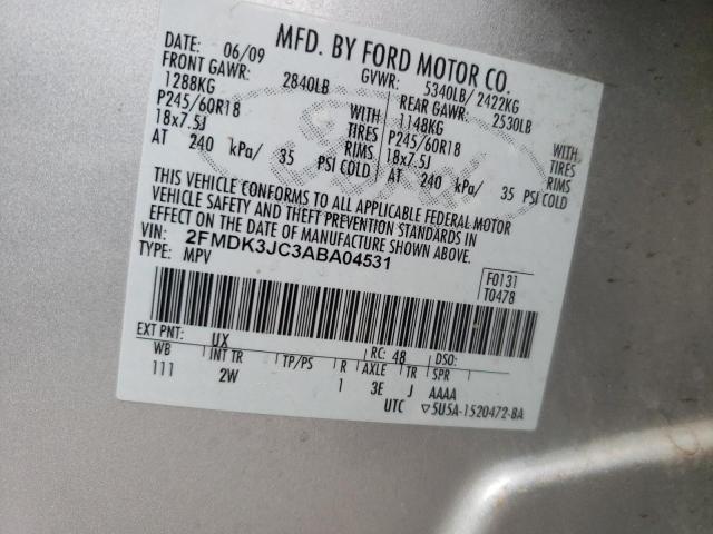 Photo 10 from auction – 2010 FORD EDGE SEL with VIN 2FMDK3JC3ABA04531
