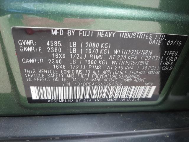 Photo 10 from auction – 2010 SUBARU OUTBACK 2. with VIN 4S4BRBAC6A3364860