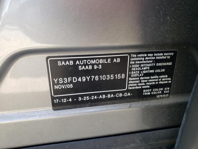 Photo 10 from auction – 2006 SAAB 9-3 with VIN YS3FD49Y761035158