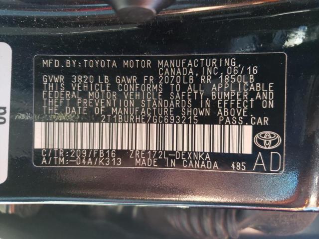 Photo 10 from auction – 2016 TOYOTA COROLLA L with VIN 2T1BURHE7GC693215
