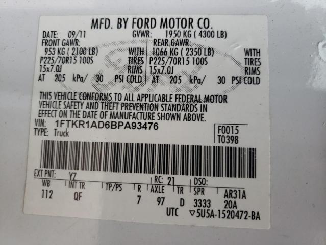 Photo 10 from auction – 2011 FORD RANGER with VIN 1FTKR1AD6BPA93476