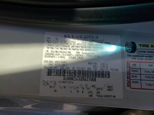 Photo 10 from auction – 2008 LINCOLN MKZ with VIN 3LNHM26TX8R627008