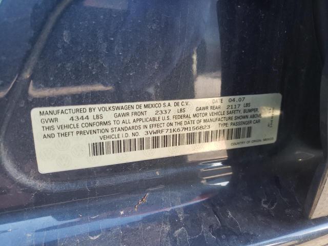 Photo 10 from auction – 2007 VOLKSWAGEN JETTA 2.5 with VIN 3VWRF71K67M156823