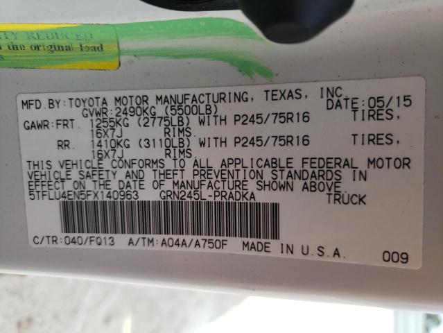 Photo 10 from auction – 2015 TOYOTA TACOMA DOU with VIN 5TFLU4EN5FX140963
