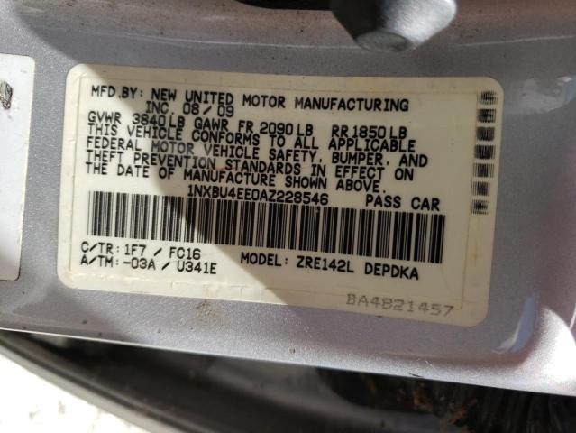 Photo 10 from auction – 2010 TOYOTA COROLLA BA with VIN 1NXBU4EE0AZ228546