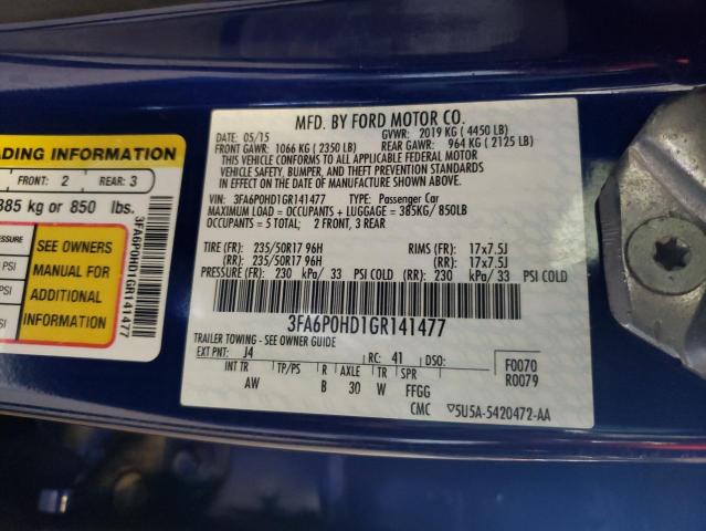 Photo 10 from auction – 2016 FORD FUSION SE with VIN 3FA6P0HD1GR141477
