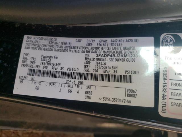 Photo 10 from auction – 2019 FORD FIESTA SE with VIN 3FADP4BJ2KM123315