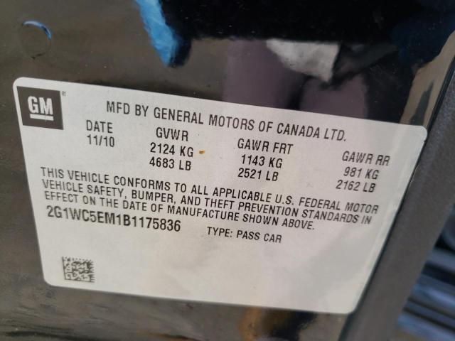 Photo 10 from auction – 2011 CHEVROLET IMPALA with VIN 2G1WC5EM1B1175836