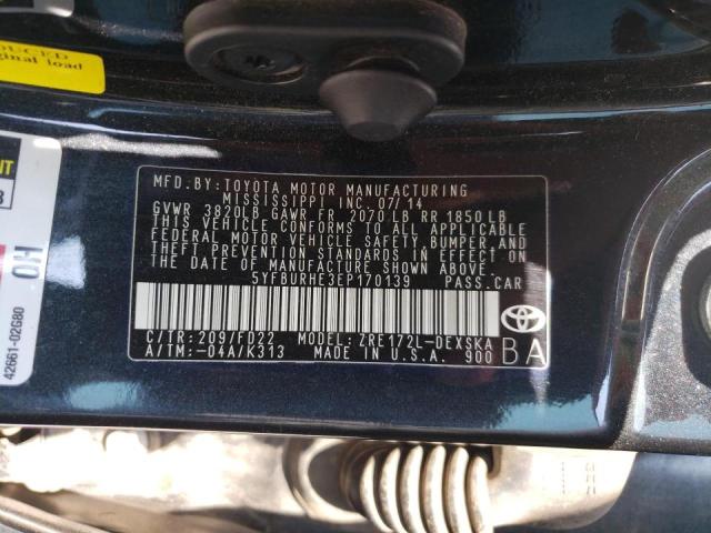 Photo 10 from auction – 2014 TOYOTA COROLLA L with VIN 5YFBURHE3EP170139