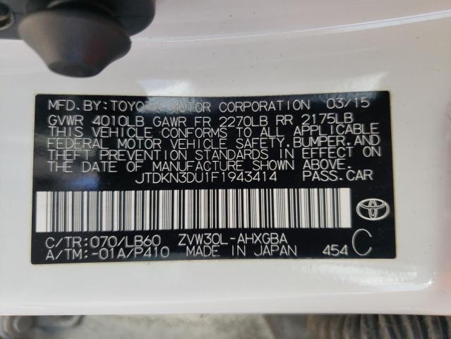 Photo 10 from auction – 2015 TOYOTA PRIUS with VIN JTDKN3DU1F1943414