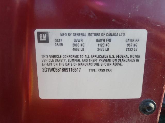 Photo 10 from auction – 2006 CHEVROLET IMPALA LT with VIN 2G1WC581869116517