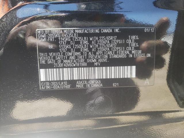 Photo 10 from auction – 2012 TOYOTA RAV4 LIMIT with VIN 2T3DF4DV6CW181988