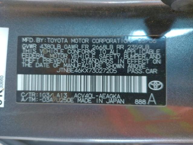 Photo 10 from auction – 2007 TOYOTA CAMRY CE with VIN JTNBE46KX73027205