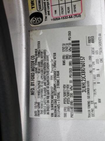 Zdjęcie 10 z aukcji – 2011 LINCOLN MKZ z VIN 3LNHL2JCXBR760157