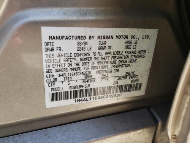 Photo 10 from auction – 2005 NISSAN ALTIMA S with VIN 1N4AL11E45C242930