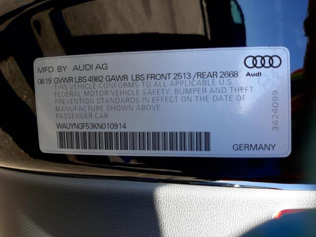 Photo 10 from auction – 2019 AUDI A5 PREMIUM with VIN WAUYNGF53KN010914