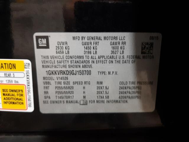 Photo 10 from auction – 2016 GMC ACADIA SLT with VIN 1GKKVRKD9GJ150700