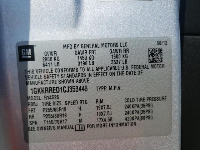 Photo 10 from auction – 2012 GMC ACADIA SLT with VIN 1GKKRRED1CJ353445