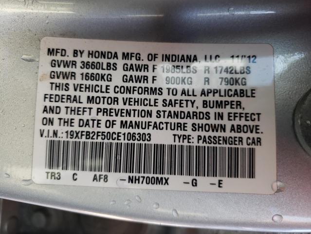 Photo 10 from auction – 2012 HONDA CIVIC LX with VIN 19XFB2F50CE106303