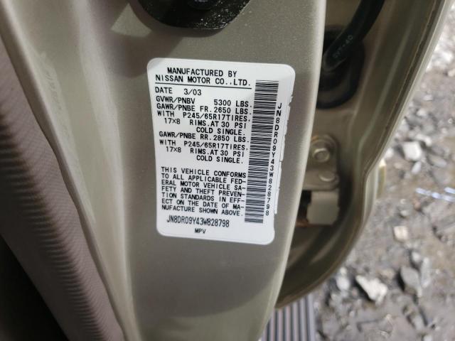 Photo 10 from auction – 2003 NISSAN PATHFINDER with VIN JN8DR09Y43W828798