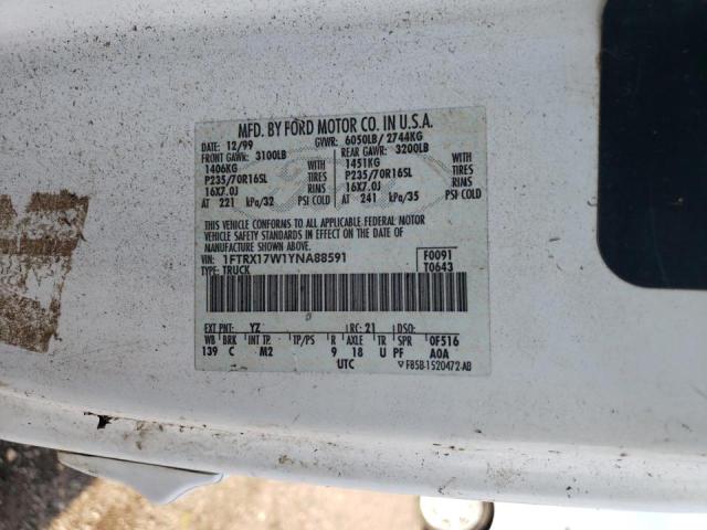 Photo 10 from auction – 2000 FORD F150 with VIN 1FTRX17W1YNA88591