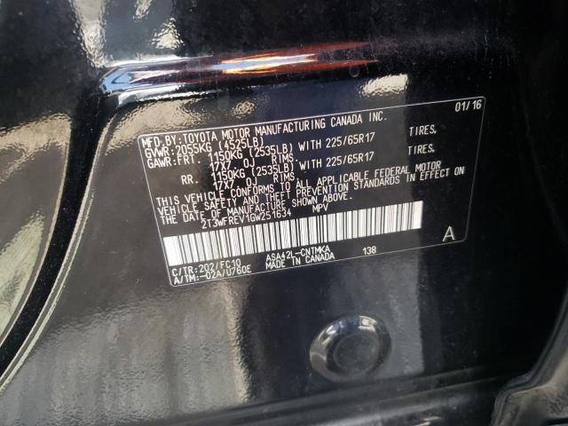 Photo 10 from auction – 2016 TOYOTA RAV4 XLE with VIN 2T3WFREV1GW251634