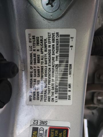 Photo 10 from auction – 2011 HONDA CIVIC LX with VIN 19XFA1F50BE036426