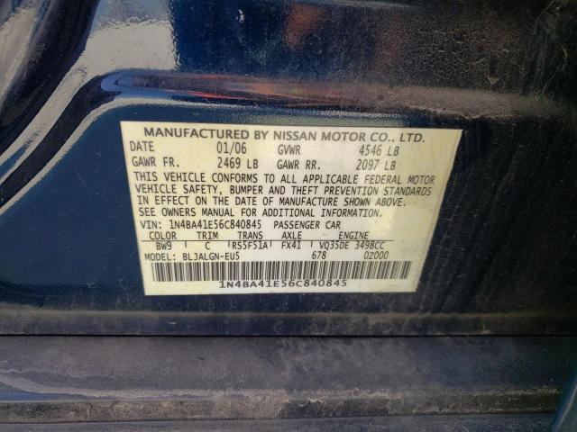 Photo 10 from auction – 2006 NISSAN MAXIMA SE with VIN 1N4BA41E56C840845