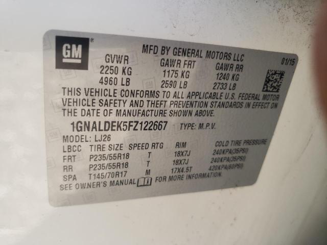 Photo 10 from auction – 2015 CHEVROLET EQUINOX LT with VIN 1GNALDEK5FZ122667