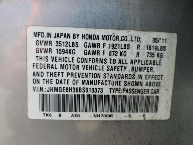 Photo 10 from auction – 2011 HONDA FIT with VIN JHMGE8H36BS010373