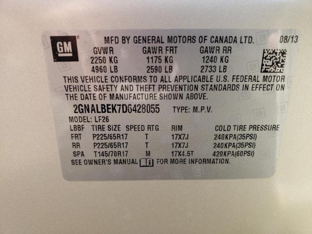 Photo 10 from auction – 2013 CHEVROLET EQUINOX LS with VIN 2GNALBEK7D6428055