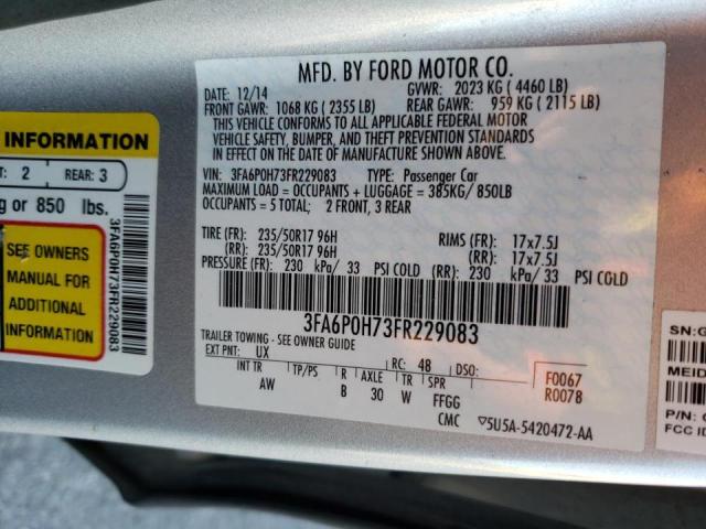 Photo 10 from auction – 2015 FORD FUSION SE with VIN 3FA6P0H73FR229083