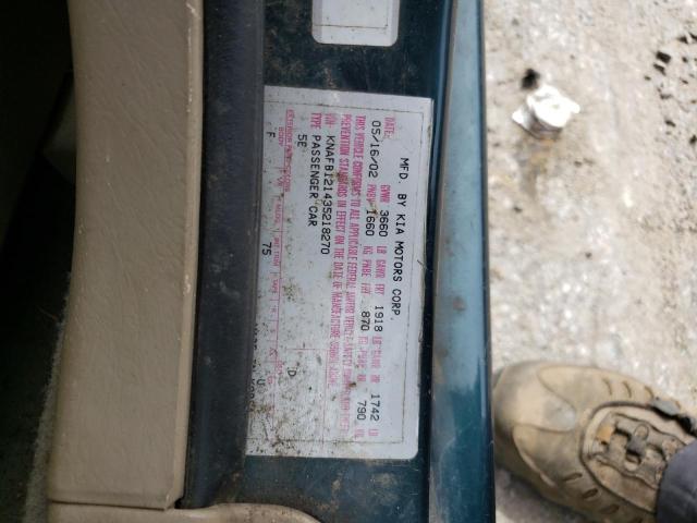 Photo 10 from auction – 2003 KIA SPECTRA BA with VIN KNAFB121435218270