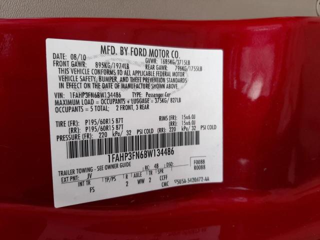 Photo 10 from auction – 2011 FORD FOCUS SE with VIN 1FAHP3FN6BW134486