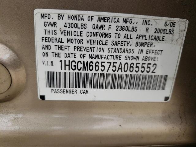 Photo 10 from auction – 2005 HONDA ACCORD EX with VIN 1HGCM66575A065552