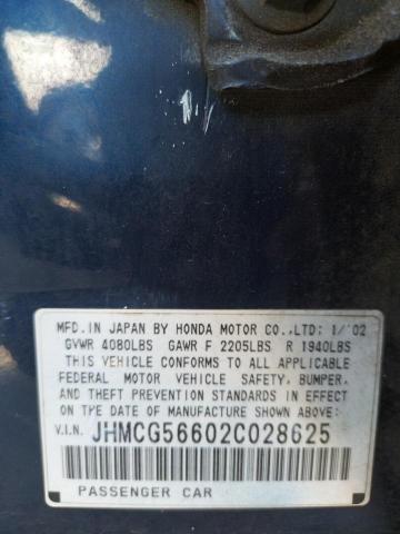 Photo 10 from auction – 2002 HONDA ACCORD EX with VIN JHMCG56602C028625