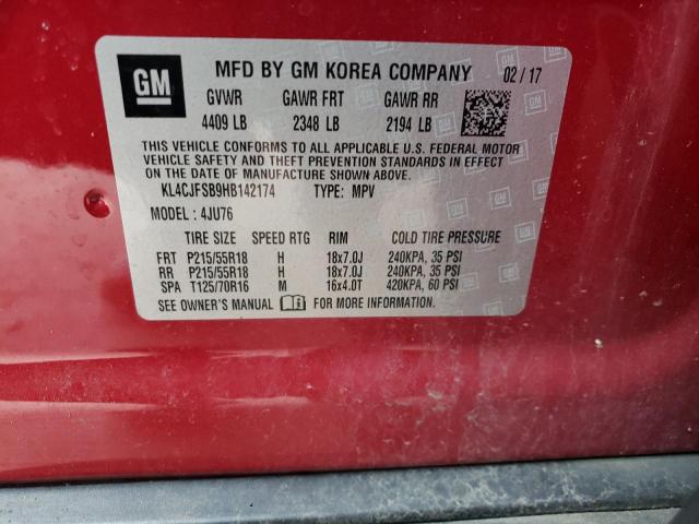 Photo 10 from auction – 2017 BUICK ENCORE PRE with VIN KL4CJFSB9HB142174