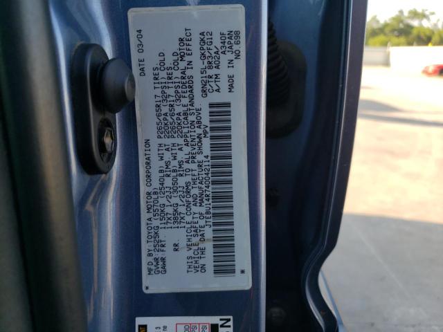 Photo 10 from auction – 2004 TOYOTA 4RUNNER SR with VIN JTEBU14R740042114